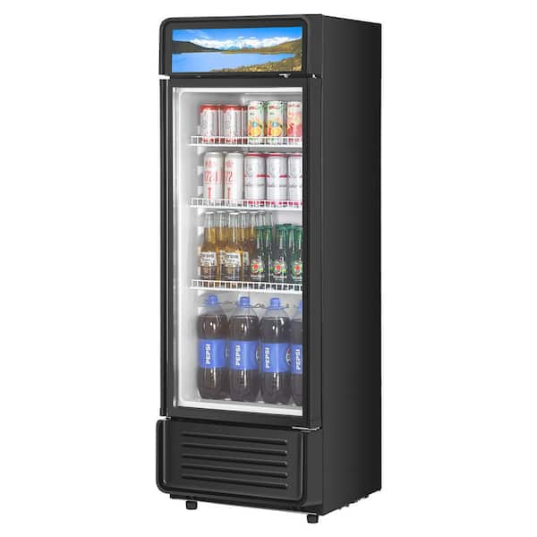 VEVOR Commercial Refrigerator 12.2 cu.ft. Beverage Display Cooler 24 in. with Glass Door Adjustable Shelves LED Light Black