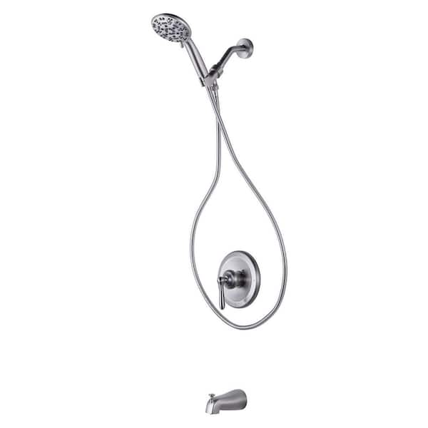 ARCORA Single Handle 7-Spray Tub and Shower Faucet 1.8 GPM in Brushed Nickel Valve Included