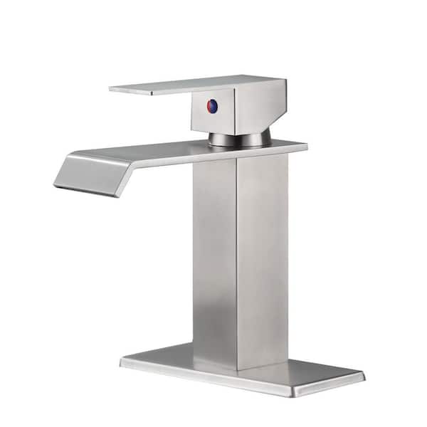 Unbranded Single Handle Single Hole Waterfall Spout Bathroom Faucet with in Brushed Nickel