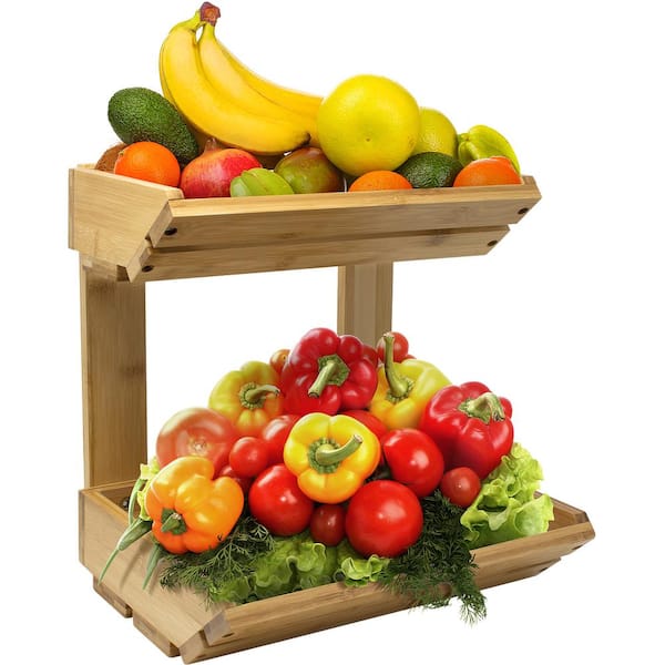 Sorbus Kitchen Bamboo Counter Stand Drawer Organizer with 2-Tier Rack