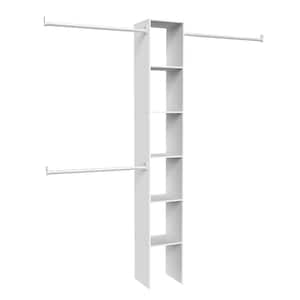 Selectives 12 in. W White Custom Tower Wall Mount 6-Shelf Wood Closet System