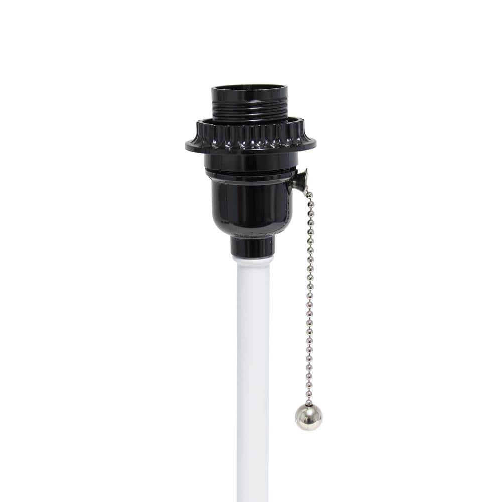 19.5" White Stick Table Lamp Set with Aqua Fabric Shades