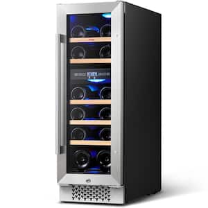 12 in. Dual Zone Cellar Cooling Unit in Stainless Steel 17-Bottles Wine Cooler Built- in Refrigerator Plus Safety Lock