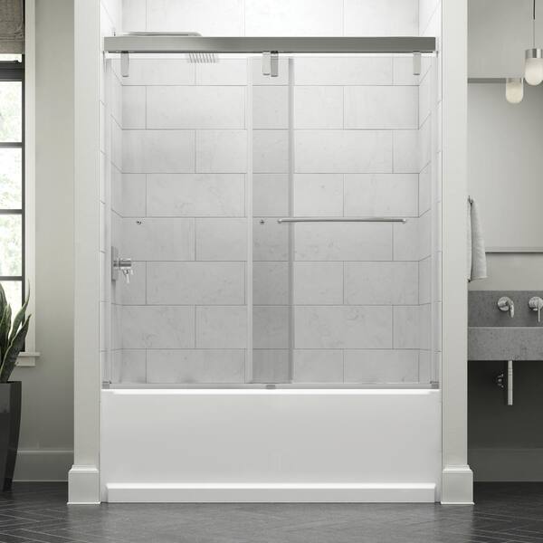 Portman 60 x 59-1/4 in. Frameless Mod Soft-Close Sliding Bathtub Door in Chrome with 3/8 in. (10mm) Clear Glass Portman 60 x 59-1/4 in. Frameless Mod Soft-Close Sliding Bathtub Door in Chrome with 3/8 in. (10mm) Clear Glass