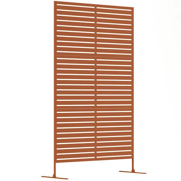 Outsunny Steel Outdoor Privacy Screen, 78 in. H x 48 in. W Decorative Privacy Fence Screen, Freestanding Outdoor Divider Stand