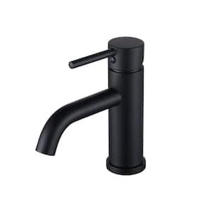 Single Hole Single Handle Bathroom Faucet with Deck Mount in Matte Black