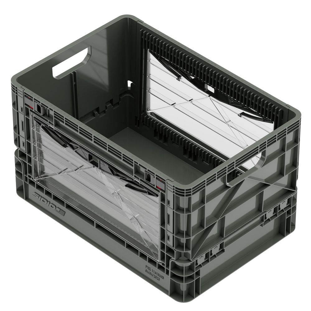 Full-Size Collapsible Crate 24-QT 200-LB Stacking Capacity Durable Stackable Storage Bin with Lid and Dividers Stealth price history on PriceWatchPro