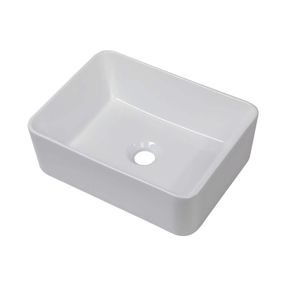 16 in. x 12 in. Bathroom Vessel Sink Modern Rectangular Porcelain Ceramic Bowl Art Basin in White price history on PriceWatchPro