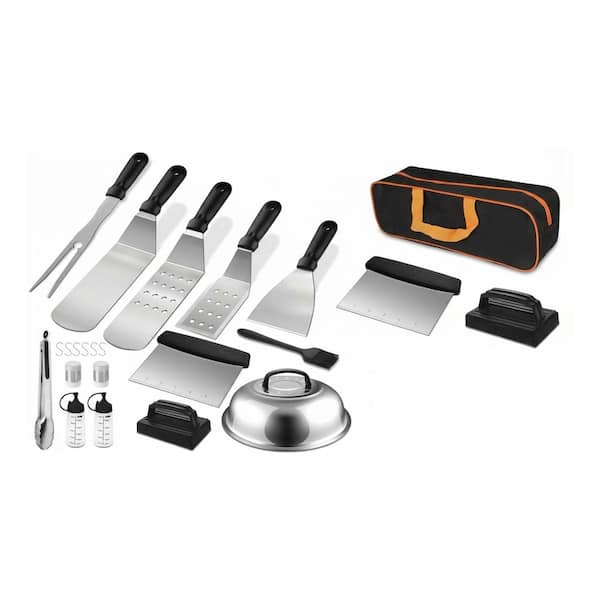 23-Piece Stainless Steel Griddle Accessories Kit with Scraper Spatula Basting Cover for Flat Top Grills