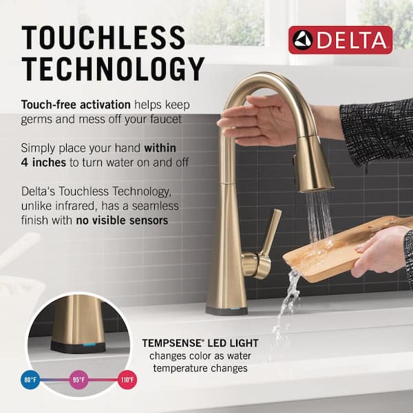 Delta Lenta Gold Touch/Touchless Champagne Bronze 16.75 in. H Pull