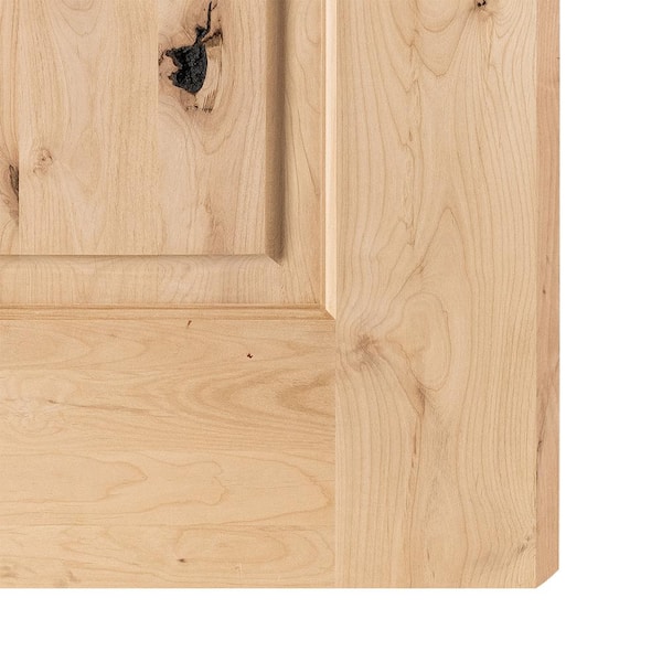 DIY 36in.x80in. Modern Farmhouse Left-Handed Half Lite Clear Glass Unfinished Wood Front Door Kit w/ Quick Assemble Jamb