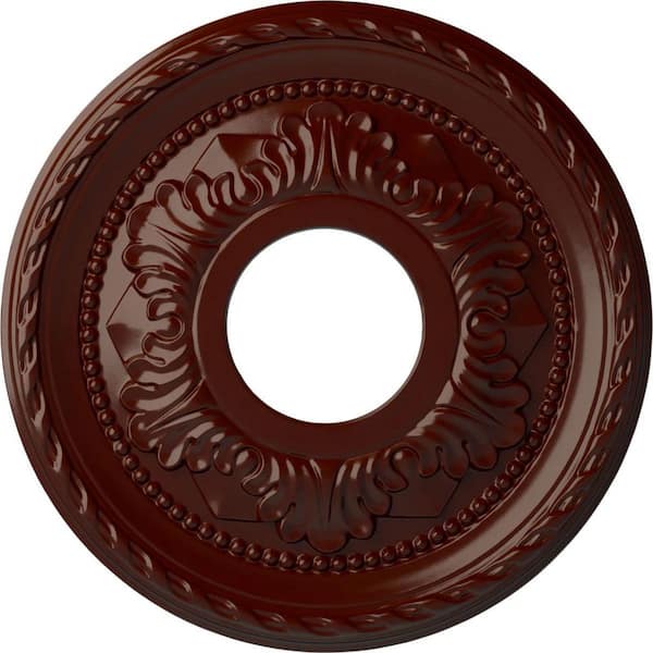 Ekena Millwork 1" x 12-1/8" x 12-1/8" Polyurethane Palmetto Ceiling Medallion, Brushed Mahogany