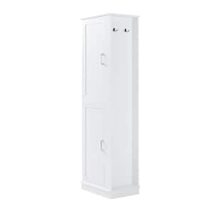 21 in. W x 14 in. D x 68 in. H Freestanding White Linen Cabinet with Hook and Adjustable Shelf