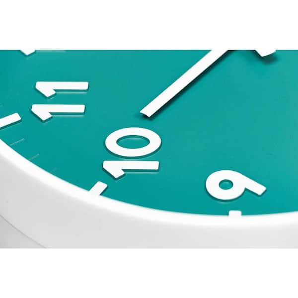 Afoxsos 12 in. Teal Analog Wall Clock Silent Non-Ticking Battery