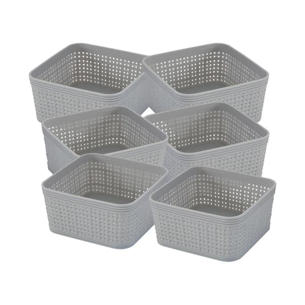 Simplify 10 Pack Plastic Organizing Storage Basket Set, Grey 