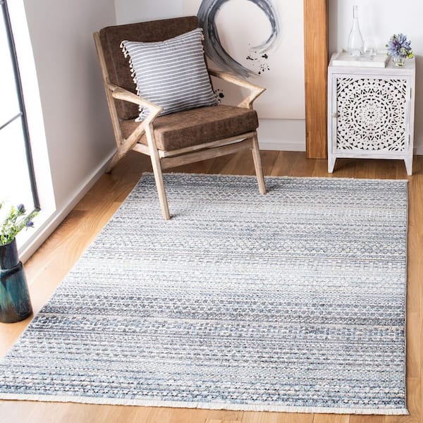 Sedona 8 ft. x 10 ft. Dark Gray/Ivory Striped Geometric Distressed Area Rug