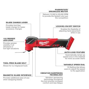 M18 FUEL 18V Lithium-Ion Cordless Brushless Oscillating Multi-Tool with Drywall Cut Out Tool (2-Tool)