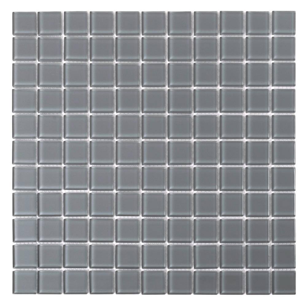 Dark Gray 4 in. x 5 in. Polished Glass Mosaic Tile Sample (0.13 sq. ft./Piece) price history on PriceWatchPro