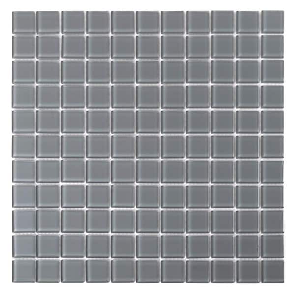Apollo Tile Dark Gray 4 in. x 5 in. Polished Glass Mosaic Tile Sample (0.13 sq. ft./Piece)