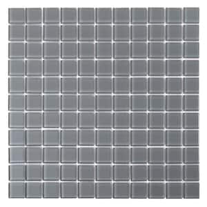 Dark Gray 11.8 in. x 11.8 in. 1 in. x 1 in. Polished Glass Mosaic Tile (9.67 sq. ft./Case)