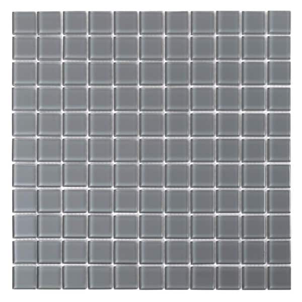 Apollo Tile Dark Gray 11.8 in. x 11.8 in. 1 in. x 1 in. Polished Glass Mosaic Tile (9.67 sq. ft./Case)