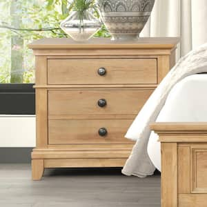 Zeller Natural Oak 3-Drawer 28 in. W Nightstand