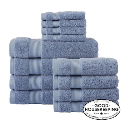 StyleWell Turkish Cotton White and Lake Blue Stripe 6-Piece Fringe Bath  Towel Set E7245 - The Home Depot