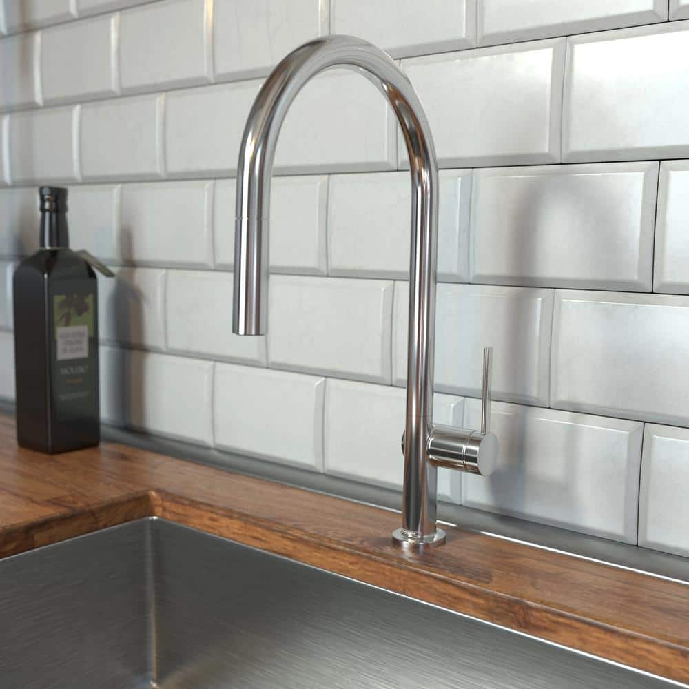 Modern Chrome HighArc Pull-Down Kitchen Faucet with 360° Swivel Spout