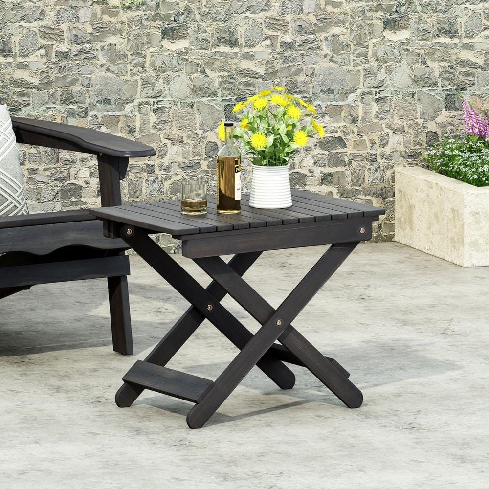 Dark Gray 15 in. D x 22.75 in. W x 18.25 in. H Outdoor Folding Acacia Wood 