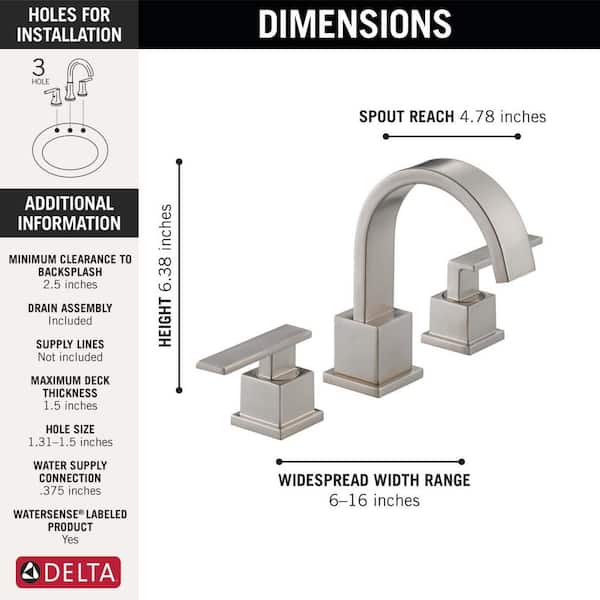 Delta Vero Stainless 2-handle Widespread WaterSense Bathroom Sink Faucet with Drain