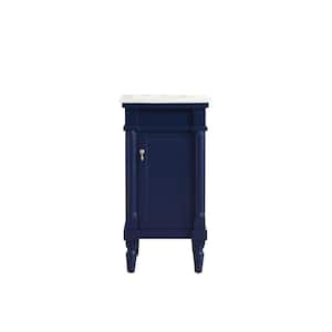 Simply Living 18.5 in. W x 19 in. D x 35 in. H Bath Vanity in Blue with White And Brown Vein Marble Top