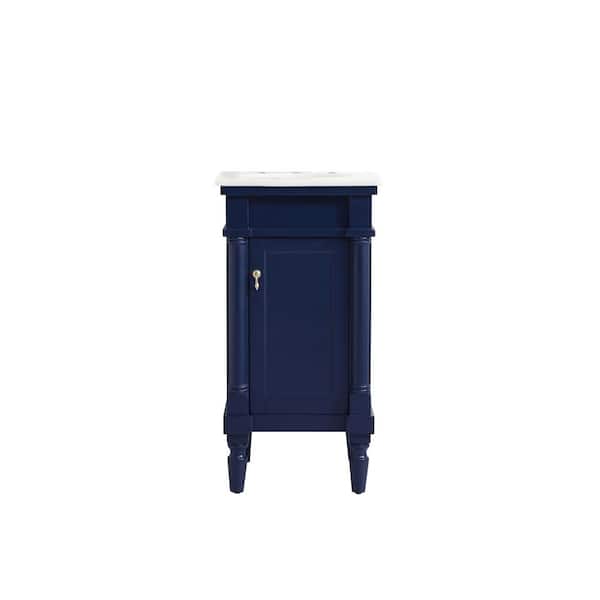Unbranded Simply Living 18.5 in. W x 19 in. D x 35 in. H Bath Vanity in Blue with White And Brown Vein Marble Top