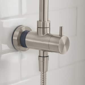 Modern Wall Bar Shower Kit 1-Spray 8 in. Square Rain Shower Head with Hand Shower in Brushed Nickel (Valve Not Included)