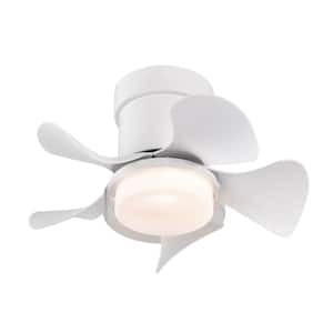 21 in. Smart Indoor/Outdoor White Low Profile Noise Ceiling Fan with LED Light Kit and Remote