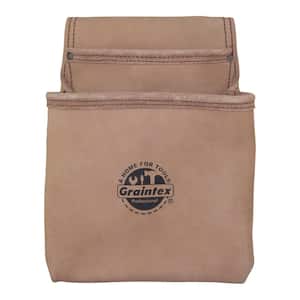2-Pocket Top Grain Leather Nail and Tool Pouch in Beige