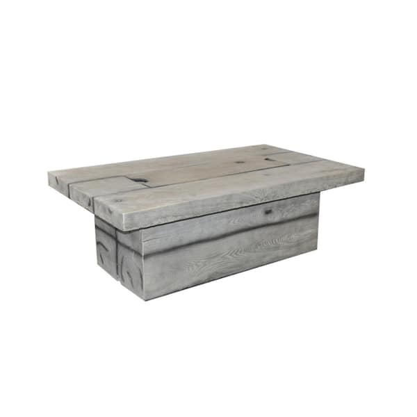 Unbranded Fervor 52 in. W x 17.5 in. H Outdoor Concrete GRC Rectangular Liquid Propane Grey Fire Pit Table with Lid