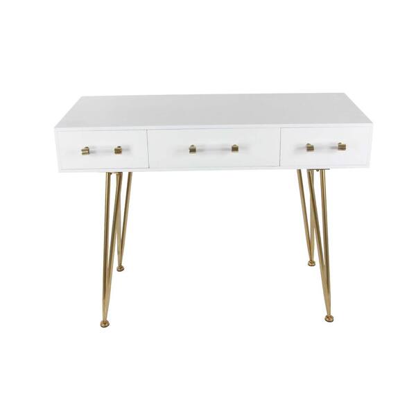 Litton Lane Modern Wood and Metal White Console Table