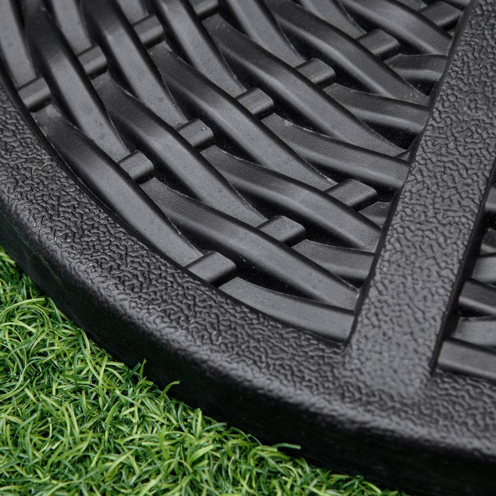 Black Heavy Duty Round Concrete Umbrella Base with Rattan Design
