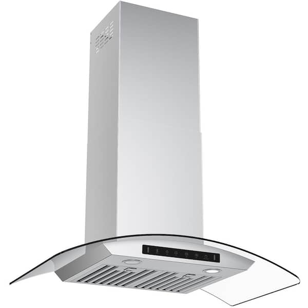 VIKIO 36 in. 900 CFM Ducted Wall Mount Range Hood Tempered Glass in Stainless Steel with Intelligent Gesture Sensing