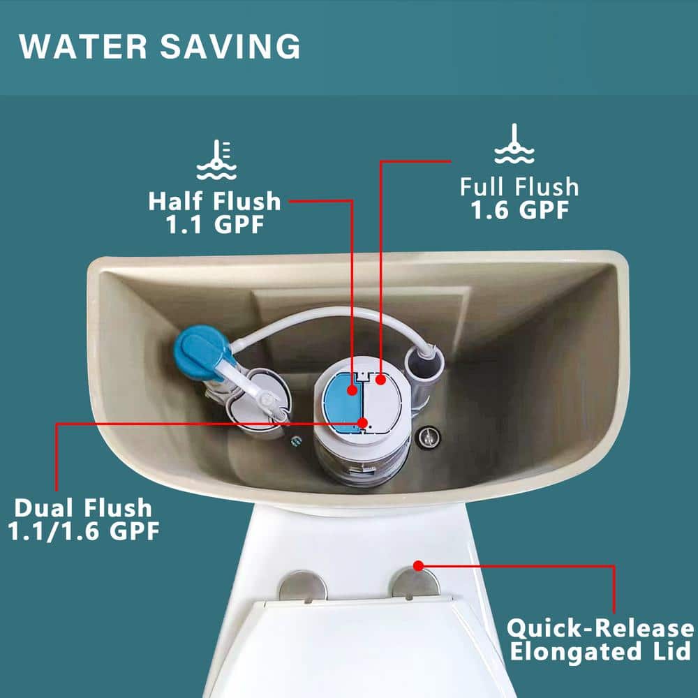 19 in. White Vitreous China Dual Flush Elongated Toilet