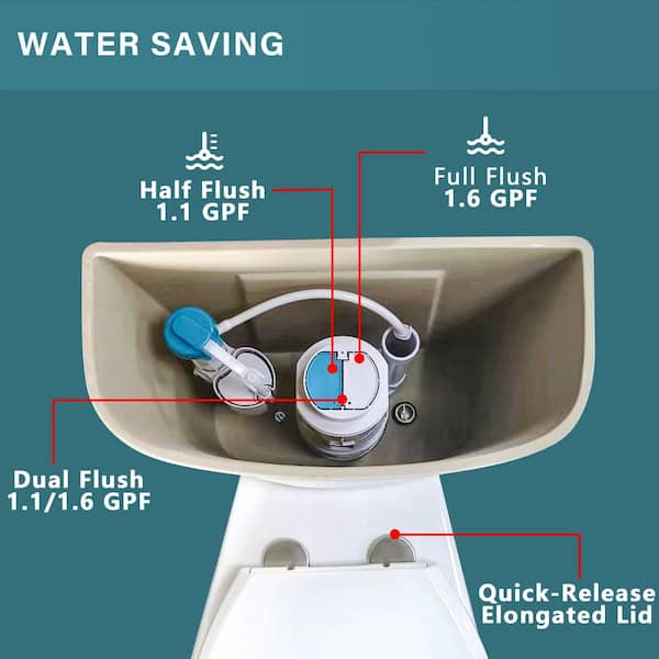 Aguamaph 19 in. 2-Piece Toilet Dual Flush 1.1/1.6 GPF Map Flush