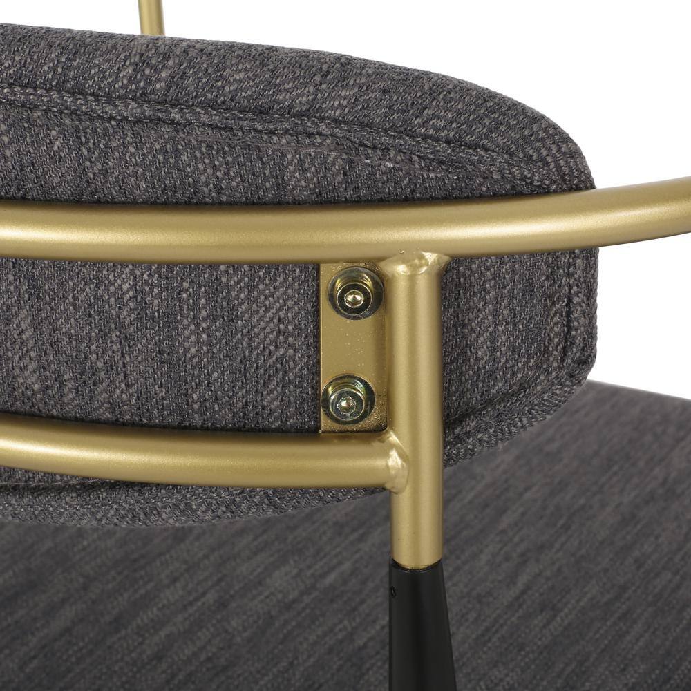 Boise Extra Tall Black Metal and Gray Upholstered Bar Stools, Set of 2