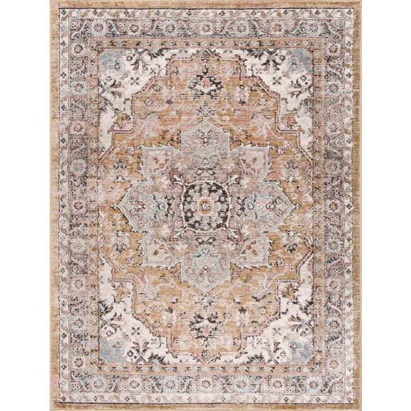 HAUTELOOM Albie Gold Beige 8 ft. x 10 ft. Area Rug