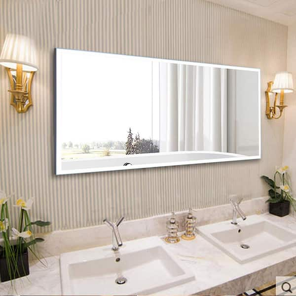 Vanity Art 39.5 in. W x 28.5 in. H Frameless Rectangular LED Light Bathroom  Vanity Mirror in Clear VA52 - The Home Depot