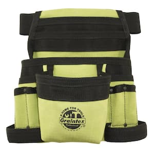 Lime Green Canvas 10-Pocket Finisher Tool Pouch with Belt