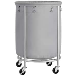 23.6 in. W x 23.6 in. D x 31.9 in. H Fabric Laundry Basket Hamper with Wheels Gray