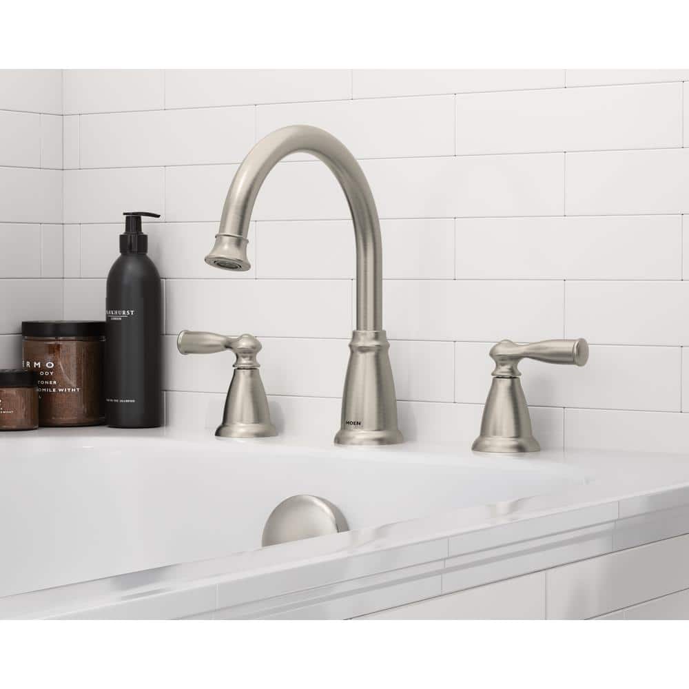 Elegant Dual-Handle Brushed Nickel Roman Tub Faucet