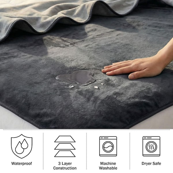 Lavish Home Gray 80 x 80 Waterproof Blanket King-Size - Throw