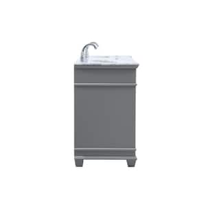 Timeless Home 60 in. W x 21.5 in.D x 35 in.H Double Bath Vanity in Grey with Marble Vanity Top in White with White Basin