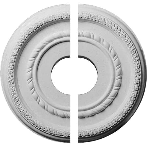 Ekena Millwork 12-5/8 in. x 3-1/2 in. x 1-1/8 in. Federal Roped Small Urethane Ceiling Medallion, 2-Piece (Fits Canopies up to 6 in.)